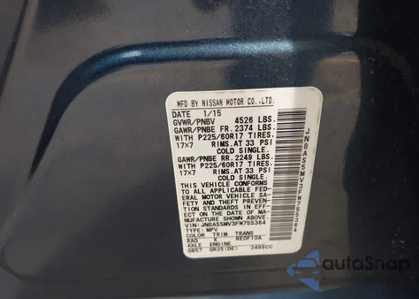 2015 Nissan Rogue Select S from USA, damaged, VIN JN8AS5MV3FW755364